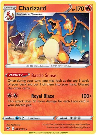 <transcy>بطاقة بوكيمون Vivid Voltage 025/185 25/185 Charizard نادر</transcy>