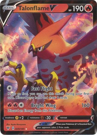 <transcy>Pokemon Card Vivid Voltage 029/185 29/185 Talonflame V Ultra Sjælden</transcy>