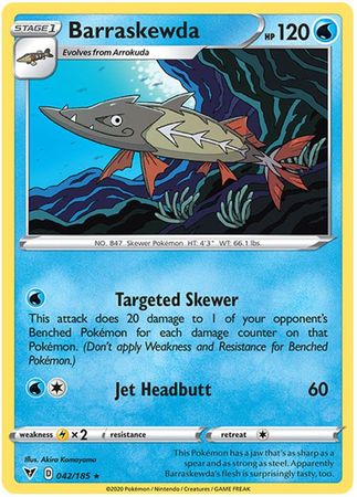 <transcy>Pokemon Card Vivid Voltage 042/185 42/185 Barraskewda Selten</transcy>