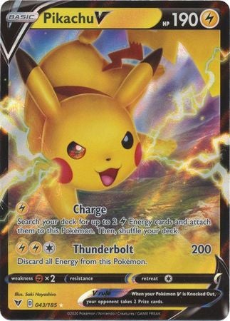 <transcy>Pokemon Card Vivid Voltage 043/185 43/185 Pikachu V Ultra Sjælden</transcy>