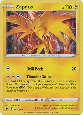 <transcy>Pokemon Card Vivid Voltage 048/185 48/185 Zapdos Holo Sjælden</transcy>