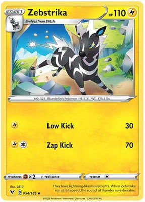 <transcy>Pokemon Card Vivid Voltage 054/185 54/185 Zebstrika Ikke almindelig</transcy>