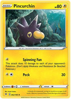 Pokemon Card Vivid Voltage 062/185 62/185 Pincurchin Uncommon