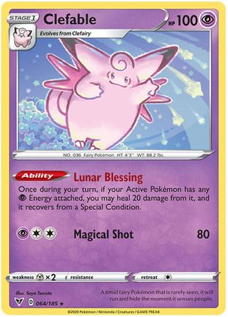 <transcy>Pokemon Card Vivid Voltage 064/185 64/185 Clefable Rare</transcy>