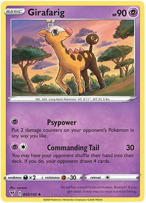 <transcy>بطاقة بوكيمون Vivid Voltage 065/185 65/185 Girafarig غير شائع</transcy>