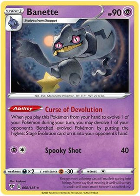 <transcy>Pokemon Card Vivid Voltage 068/185 68/185 Banette Sjælden</transcy>