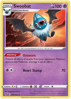 Pokemon Card Vivid Voltage 074/185 74/185 Swoobat Uncommon