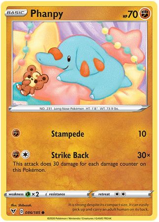 <transcy>Pokemon Card Vivid Voltage 086/185 86/185 Phanpy Common</transcy>