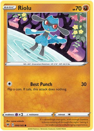 <transcy>Pokemon Card Vivid Voltage 090/185 90/185 Riolu Common</transcy>