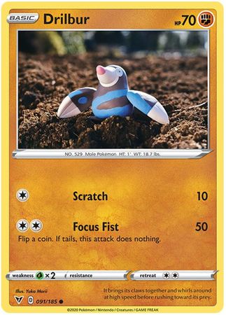 <transcy>Pokemon Card Vivid Voltage 091/185 91/185 Drilbur Common</transcy>