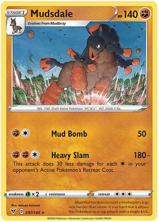 <transcy>Pokemon Card Vivid Voltage 097/185 97/185 Mudsdale Selten</transcy>