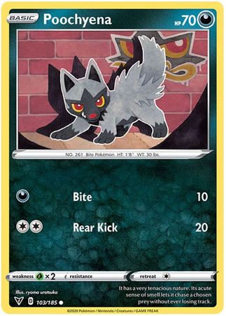 <transcy>Pokemon Card Vivid Voltage 103/185 Poochyena Common</transcy>