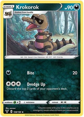 Pokemon Card Vivid Voltage 108/185 Krokorok Uncommon