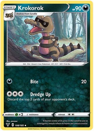 <transcy>Pokemon Card Vivid Voltage 108/185 Krokorok Ikke almindelig</transcy>