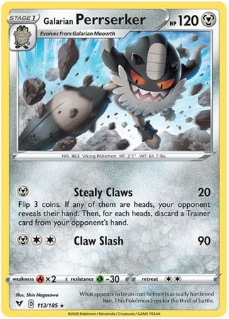 <transcy>Pokemon Card Vivid Voltage 113/185 Galarian Perrserker Selten</transcy>