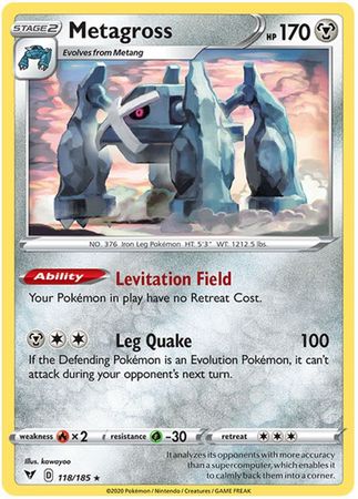 Pokemon Card Vivid Voltage 118/185 Metagross Rare