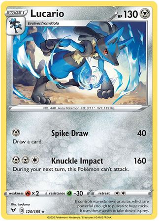 Pokemon Card Vivid Voltage 120/185 Lucario Rare