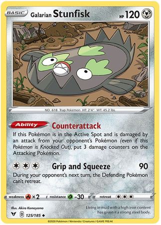 <transcy>Pokemon Card Vivid Voltage 125/185 Galarian Stunfisk Gelegentlich</transcy>