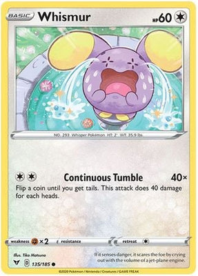 <transcy>Pokemon Card Vivid Voltage 135/185 Whismur Common</transcy>