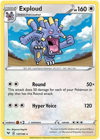 <transcy>Pokemon Card Vivid Voltage 137/185 Exploud Sjælden</transcy>