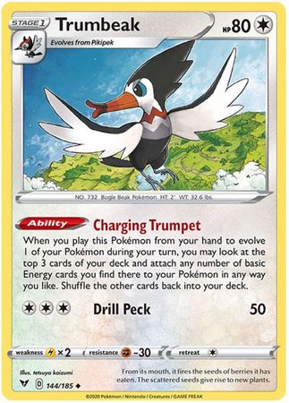 Pokemon Card Vivid Voltage 144/185 Trumbeak Uncommon