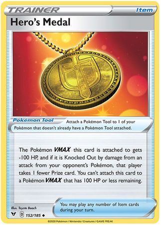 <transcy>بطاقة Pokemon Card Vivid Voltage 152/185 عنصر ميدالية البطل غير شائع</transcy>