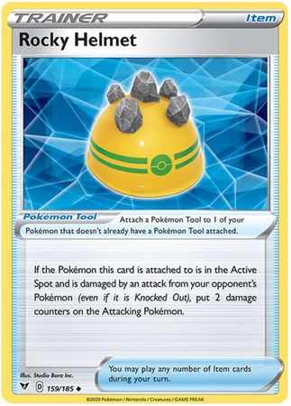 <transcy>Pokemon Card Vivid Voltage 159/185 Rocky Helmet Item罕见</transcy>