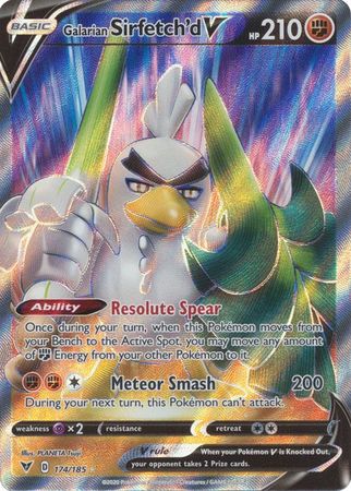 Pokemon Card Vivid Voltage 174/185 Galarian Sirfetch'd V Full Art *M*