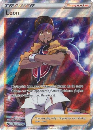 (S) Pokemon Card Vivid Voltage 182/185 Leon Supporter Full Art *M*