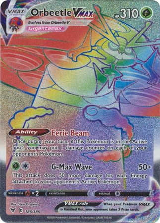 <transcy>Pokemon Card Vivid Voltage 186/185 Orbeetle VMAX Hyper Sjælden</transcy>