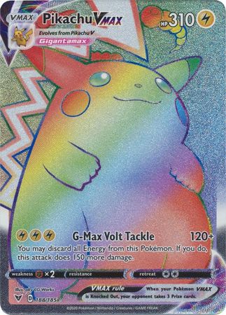 (S) Pokemon Card Vivid Voltage 188/185 Pikachu VMAX Hyper Rare