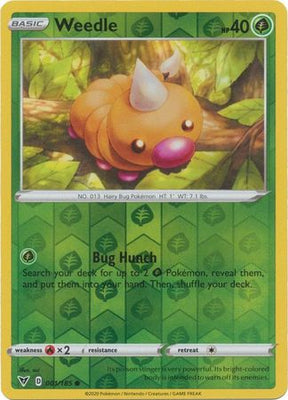 Pokemon Card Vivid Voltage 001/185 1/185 Weedle Reverse Holo Common