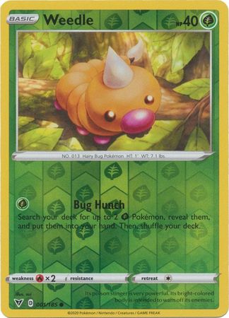 <transcy>بطاقة بوكيمون Vivid Voltage 001/185 1/185 Weedle Reverse Holo Common</transcy>