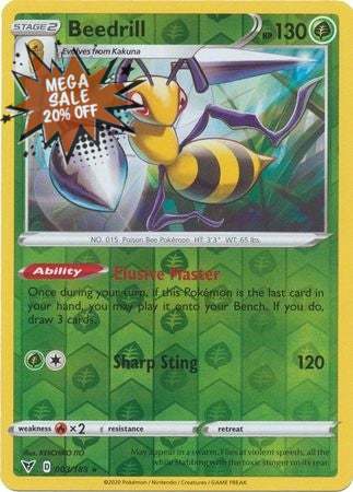 <transcy>Pokemon Card Vivid Voltage 003/185 3/185 Beedrill Reverse Holo Selten</transcy>