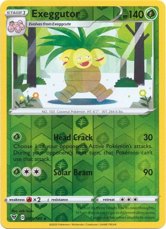 <transcy>Pokemon Card Vivid Voltage 005/185 5/185 Exeggutor Reverse Holo Selten</transcy>