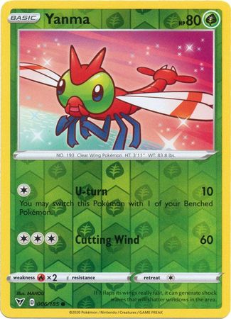 <transcy>Pokemon Card Vivid Voltage 006/185 6/185 Yanma Reverse Holo Common</transcy>