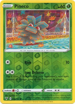 <transcy>Pokemon Card Vivid Voltage 008/185 8/185 Pineco Reverse Holo Common</transcy>