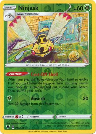 <transcy>Pokemon Card Vivid Voltage 014/185 14/185 Ninjask Reverse Holo Selten</transcy>