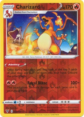 <transcy>بطاقة بوكيمون Vivid Voltage 025/185 25/185 Charizard Reverse Holo Rare</transcy>