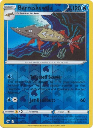 Pokemon Card Vivid Voltage 042/185 42/185 Barraskewda Reverse Holo Rare