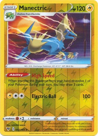 <transcy>بطاقة بوكيمون Vivid Voltage 052/185 52/185 Manectric Reverse Holo Rare</transcy>