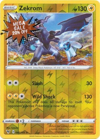 <transcy>Pokemon Card Vivid Voltage 060/185 60/185 Zekrom Reverse Holo Sjælden</transcy>