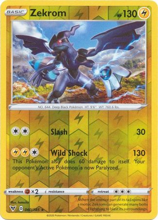 <transcy>Pokemon Card Vivid Voltage 060/185 60/185 Zekrom Reverse Holo Selten</transcy>