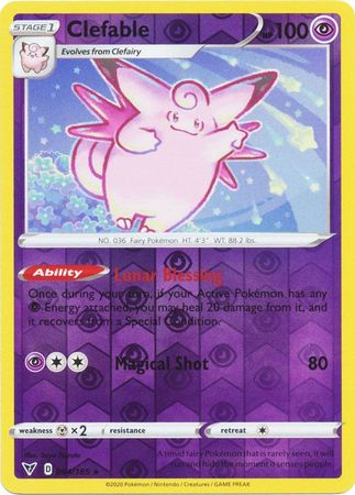 <transcy>Pokemon Card Vivid Voltage 064/185 64/185 Clefable Reverse Holo Sjælden</transcy>