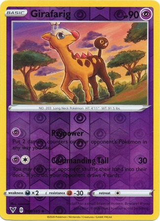 Pokemon Card Vivid Voltage 065/185 65/185 Girafarig Reverse Holo Uncommon