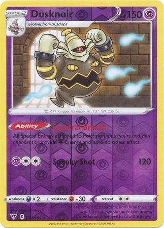 Pokemon Card Vivid Voltage 071/185 71/185 Dusknoir Reverse Holo Rare