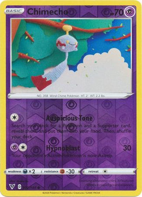 Pokemon Card Vivid Voltage 072/185 72/185 Chimecho Reverse Holo Common