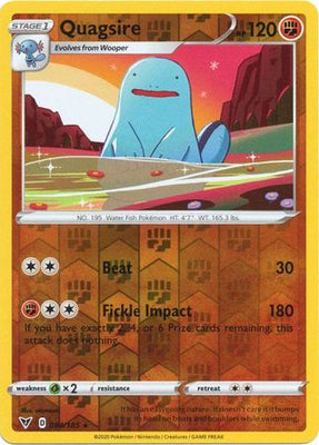 <transcy>宠物小精灵卡生动的电压084/185 84/185 Quagsire Reverse Holo稀有</transcy>