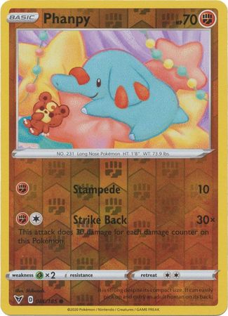 Pokemon Card Vivid Voltage 086/185 86/185 Phanpy Reverse Holo Common