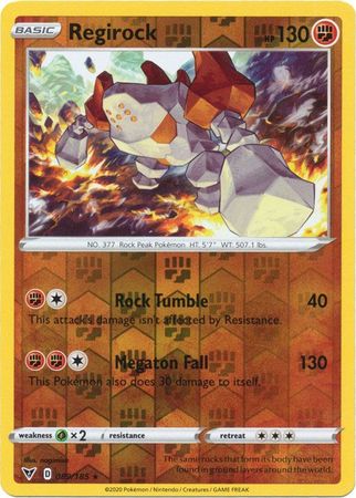 <transcy>بطاقة البوكيمون Vivid Voltage 089/185 89/185 Regirock Reverse Holo Rare</transcy>